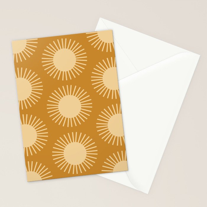 Boho Summer Sun Pattern II Desert Orange Stationery Card Gallery Image 2
