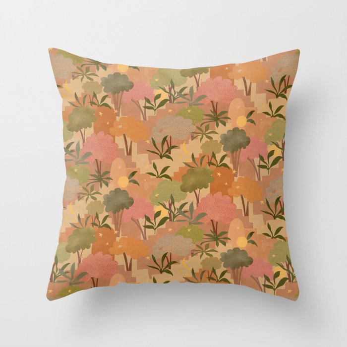 Bohemian Walk Orange Throw Pillow Gallery Image 1