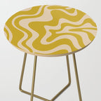 Liquid Swirl Retro Abstract Pattern in Mid Mod Mustard and Beige Side Table Gallery Image 2