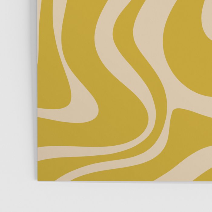 Liquid Swirl Retro Abstract Pattern in Mid Mod Mustard and Beige Poster Gallery Image 3