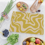 Liquid Swirl Retro Abstract Pattern in Mid Mod Mustard and Beige Cutting Board Gallery Image 2