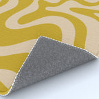 Liquid Swirl Retro Abstract Pattern in Mid Mod Mustard and Beige Rug Gallery Image 4