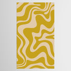 Liquid Swirl Retro Abstract Pattern in Mid Mod Mustard and Beige Tablecloth Gallery Image 2