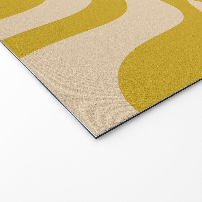 Liquid Swirl Retro Abstract Pattern in Mid Mod Mustard and Beige Welcome Mat Gallery Image 2
