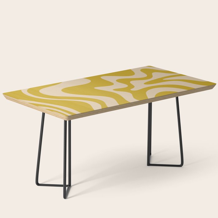 Liquid Swirl Retro Abstract Pattern in Mid Mod Mustard and Beige Coffee Table Gallery Image 1