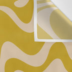 Liquid Swirl Retro Abstract Pattern in Mid Mod Mustard and Beige Wall Tapestry Gallery Image 3