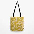 Liquid Swirl Retro Abstract Pattern in Mid Mod Mustard and Beige Tote Bag Gallery Image 2