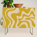Liquid Swirl Retro Abstract Pattern in Mid Mod Mustard and Beige Credenza Gallery Image 1