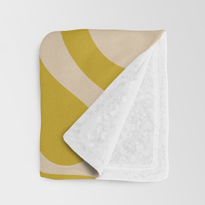 Liquid Swirl Retro Abstract Pattern in Mid Mod Mustard and Beige Throw Blanket Gallery Image 3