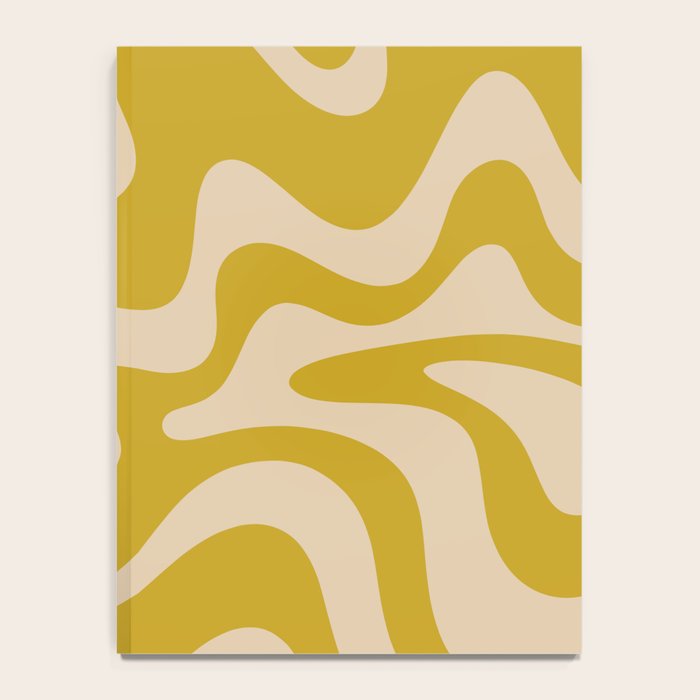 Liquid Swirl Retro Abstract Pattern in Mid Mod Mustard and Beige Notebook Gallery Image 4