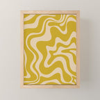Liquid Swirl Retro Abstract Pattern in Mid Mod Mustard and Beige Mini Art Print Gallery Image 1