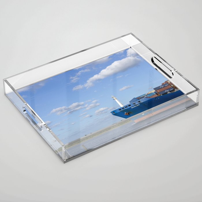 Port of Charleston Cooper River Photography Acrylic Tray Gallery Image 1