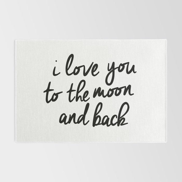 I Love You to the Moon and Back black-white kids room typography poster home wall decor canvas Rug Gallery Image 2