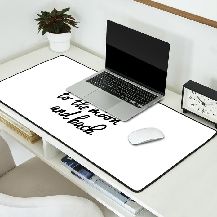 I Love You to the Moon and Back black-white kids room typography poster home wall decor canvas Desk Mat Gallery Image 2