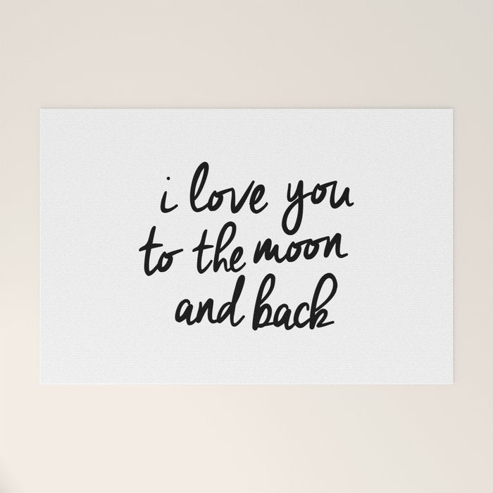 I Love You to the Moon and Back black-white kids room typography poster home wall decor canvas Welcome Mat Gallery Image 1