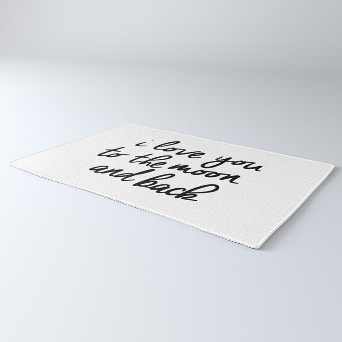 I Love You to the Moon and Back black-white kids room typography poster home wall decor canvas Rug Gallery Image 3