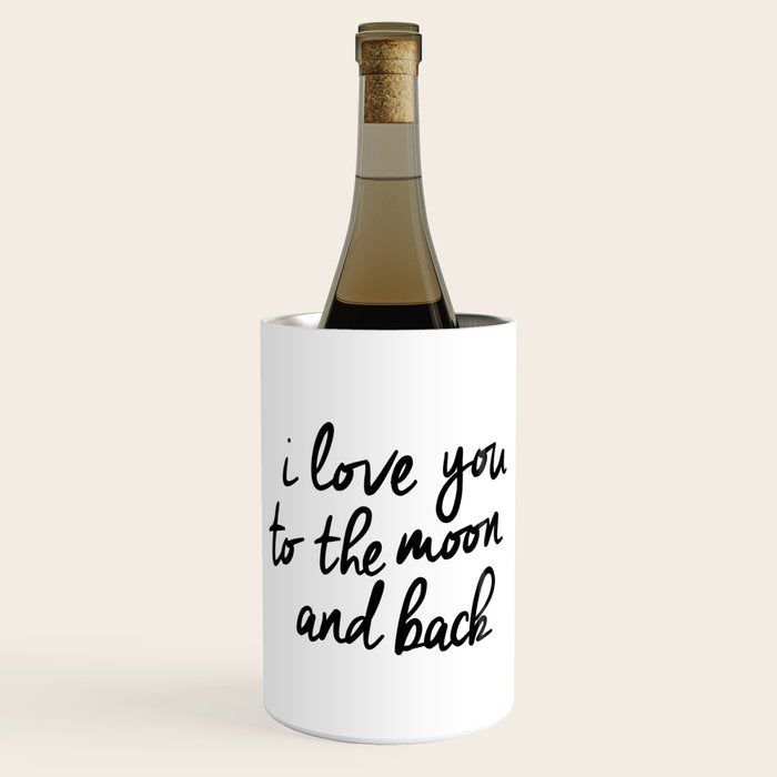 I Love You to the Moon and Back black-white kids room typography poster home wall decor canvas Wine Chiller Gallery Image 1