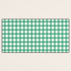 Gingham Check Pattern in Kelly Green and White Desk Mat Gallery Image 3