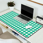 Gingham Check Pattern in Kelly Green and White Desk Mat Gallery Image 2