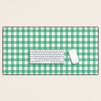 Gingham Check Pattern in Kelly Green and White Desk Mat Gallery Image 1