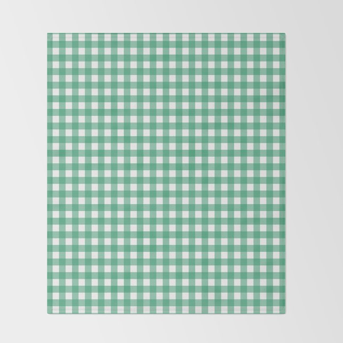 Gingham Check Pattern in Kelly Green and White Throw Blanket Gallery Image 2