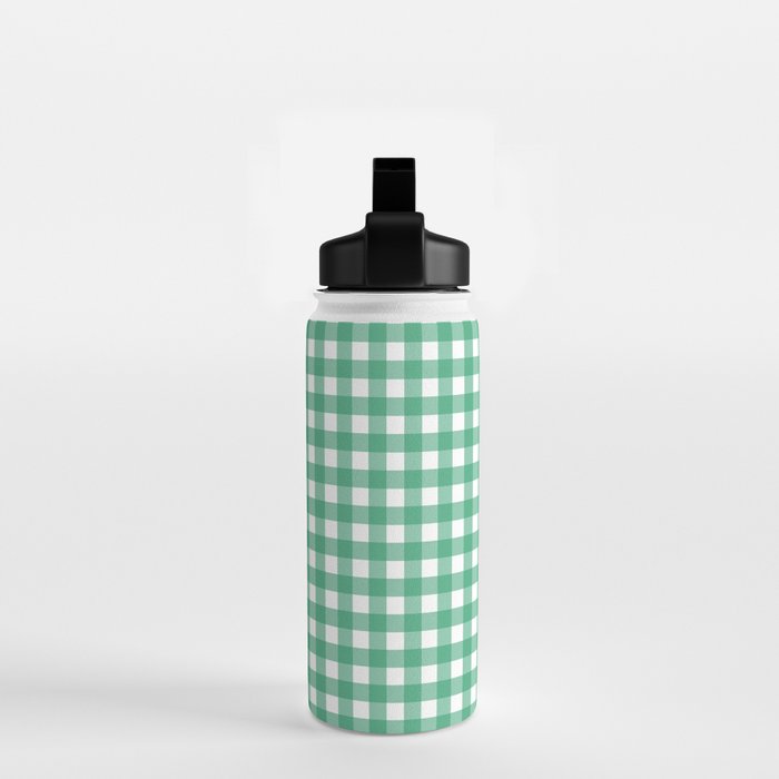 Gingham Check Pattern in Kelly Green and White Water Bottle Gallery Image 2