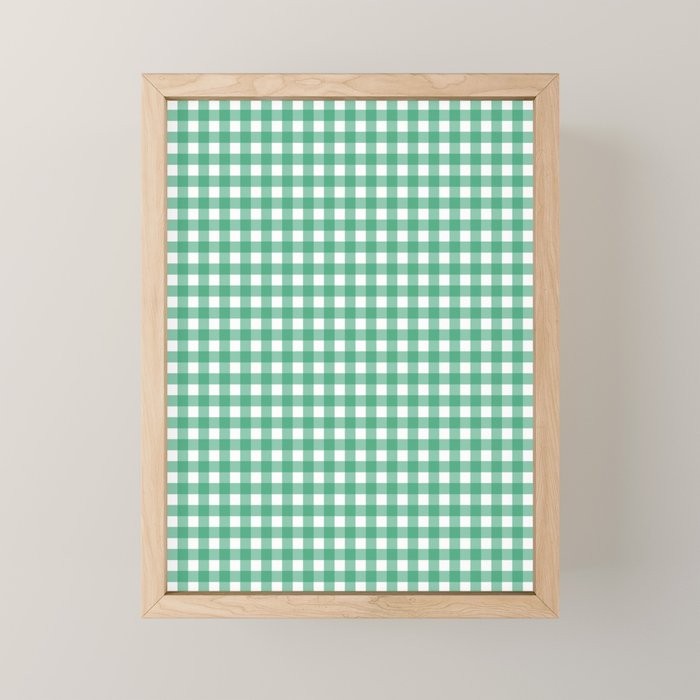 Gingham Check Pattern in Kelly Green and White Mini Art Print Gallery Image 1
