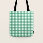 Gingham Check Pattern in Kelly Green and White Tote Bag Gallery Image 1