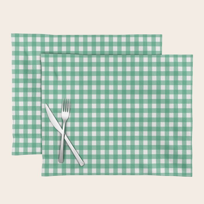 Gingham Check Pattern in Kelly Green and White Placemat Gallery Image 1
