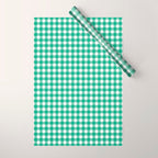 Gingham Check Pattern in Kelly Green and White Wrapping Paper Gallery Image 1