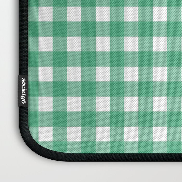 Gingham Check Pattern in Kelly Green and White Laptop Sleeve Gallery Image 3