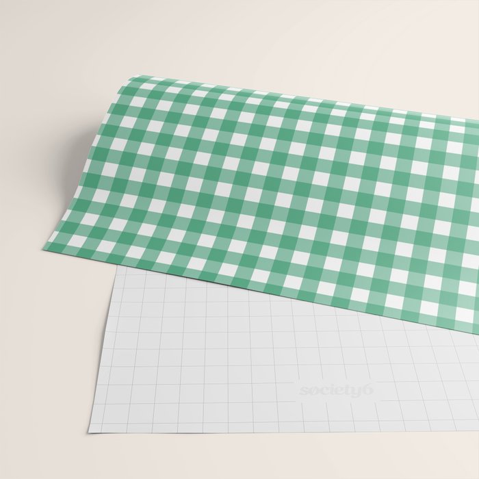 Gingham Check Pattern in Kelly Green and White Wrapping Paper Gallery Image 2