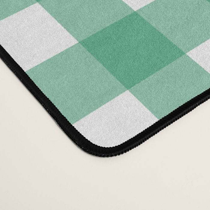 Gingham Check Pattern in Kelly Green and White Desk Mat Gallery Image 4