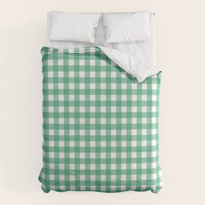 Gingham Check Pattern in Kelly Green and White Duvet Cover Gallery Image 6