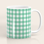 Gingham Check Pattern in Kelly Green and White Coffee Mug Gallery Image 1
