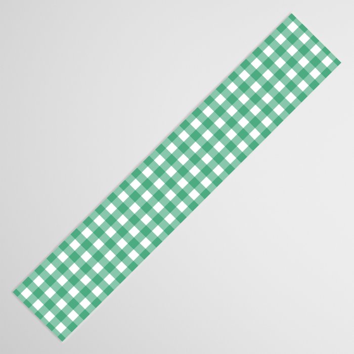 Gingham Check Pattern in Kelly Green and White Table Runner Gallery Image 3