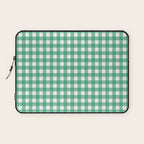 Gingham Check Pattern in Kelly Green and White Laptop Sleeve Gallery Image 1