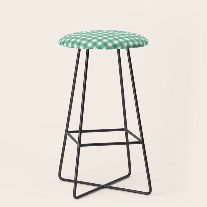 Gingham Check Pattern in Kelly Green and White Stool Gallery Image 1