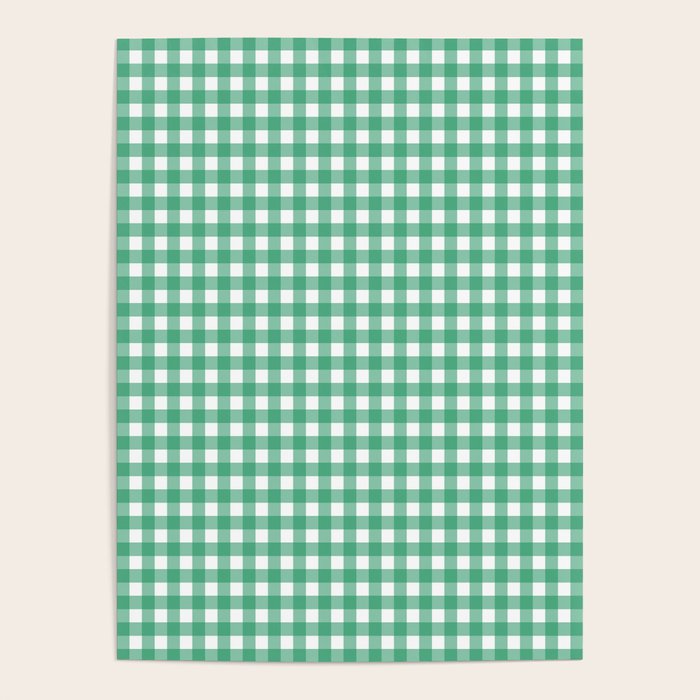 Gingham Check Pattern in Kelly Green and White Poster Gallery Image 1