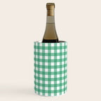 Gingham Check Pattern in Kelly Green and White Wine Chiller Gallery Image 2