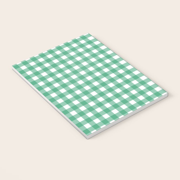 Gingham Check Pattern in Kelly Green and White Notebook Gallery Image 3