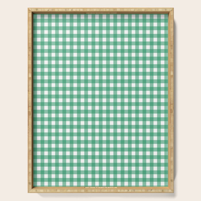 Gingham Check Pattern in Kelly Green and White Serving Tray Gallery Image 1
