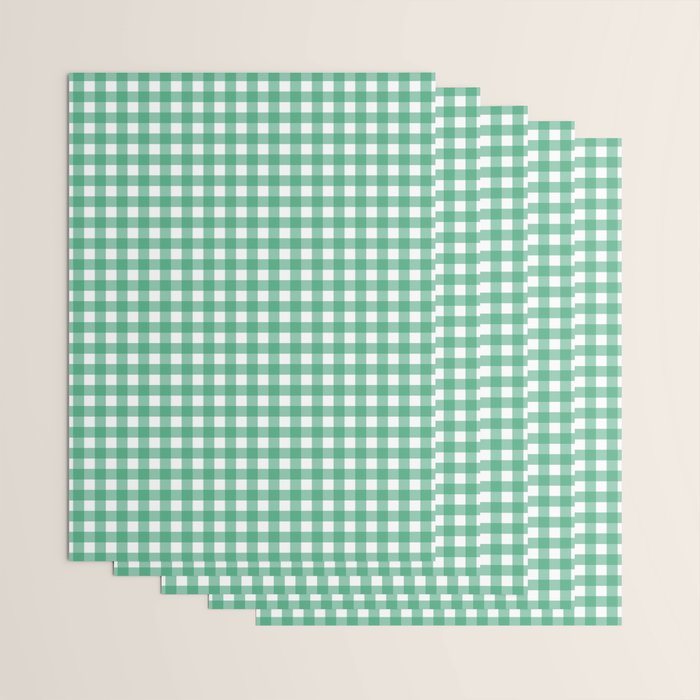 Gingham Check Pattern in Kelly Green and White Wrapping Paper Gallery Image 3