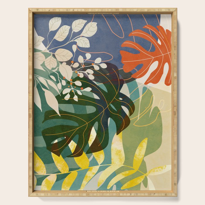 Leaves tropical Serving Tray Gallery Image 1