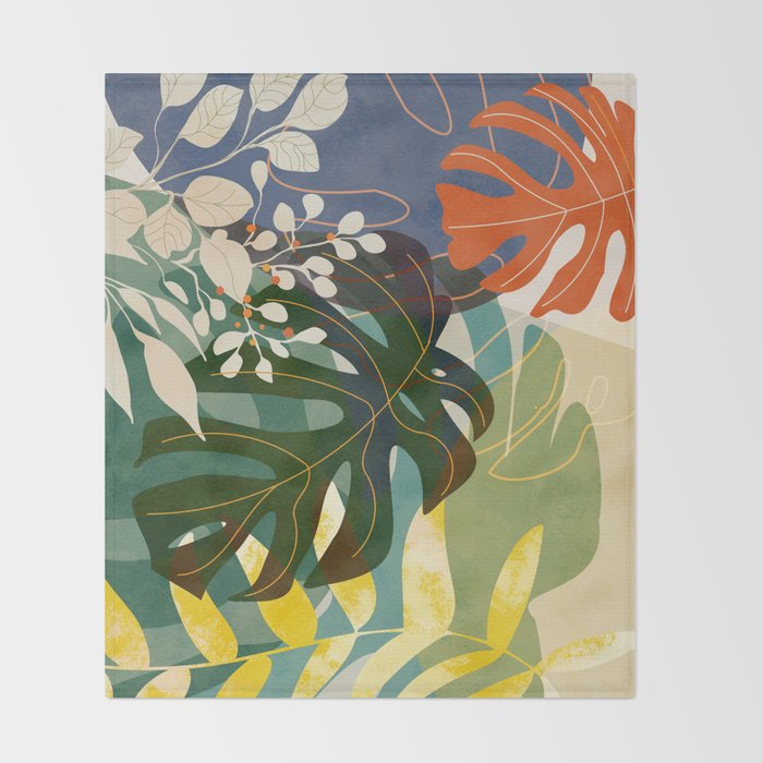 Leaves tropical Throw Blanket Gallery Image 2