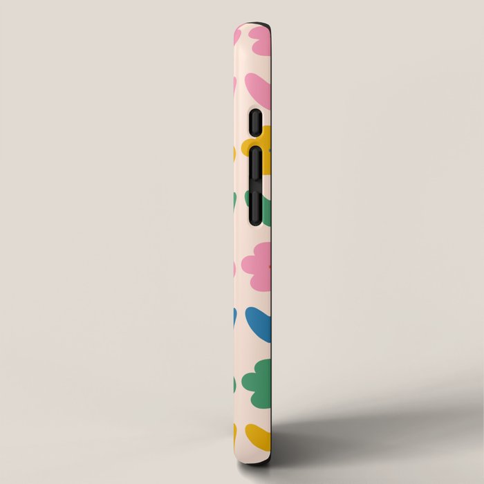 Spring Flower Stripes Cute and Cheerful Floral Pattern Pink Blue Green Mustard Yellow iPhone Case Gallery Image 2