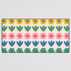 Spring Flower Stripes Cute and Cheerful Floral Pattern Pink Blue Green Mustard Yellow Desk Mat Gallery Image 3