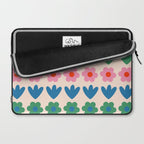 Spring Flower Stripes Cute and Cheerful Floral Pattern Pink Blue Green Mustard Yellow Laptop Sleeve Gallery Image 2