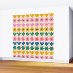 Spring Flower Stripes Cute and Cheerful Floral Pattern Pink Blue Green Mustard Yellow Wall Mural Gallery Image 2