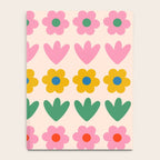 Spring Flower Stripes Cute and Cheerful Floral Pattern Pink Blue Green Mustard Yellow Notebook Gallery Image 4